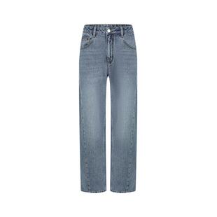 PH KARIN复古水洗蓝高腰牛仔裤春秋通勤显瘦直筒裤遮肉百搭裤子