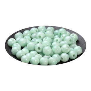 甄选大孔天然A货翡翠绿白豆绿色散珠子男女士手串diy手工项链配珠