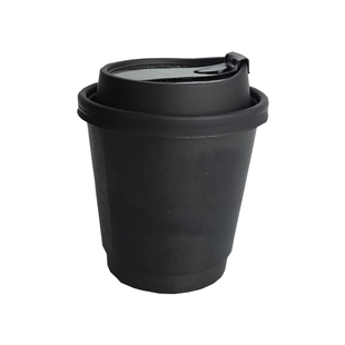 黑色咖啡热饮纸杯一次性双层中空奶茶90口径10安350ml打包外卖用