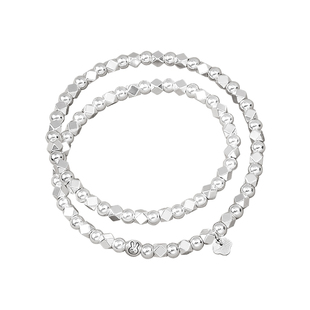 炙真银楼生肖马本命年盘缠碎银手链女款新中式纯银平安锁多圈手串