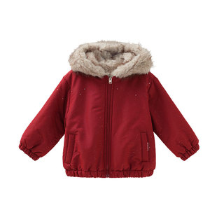 【过年服】MOMOCO玛米玛卡男童连帽外套2026冬季新款毛绒保暖可爱