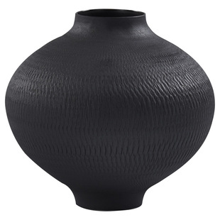 黑色中古陶罐陶瓷花瓶摆件仿真高级花器粗陶餐桌小众工艺品装饰