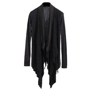 潮流个性中长款开衫外套男日韩版长袖针织衫春季大码披风上衣外搭