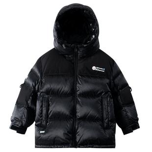 男童黑色连帽免洗羽绒服2025新款儿童加厚冬装男孩冬季帅气外套潮