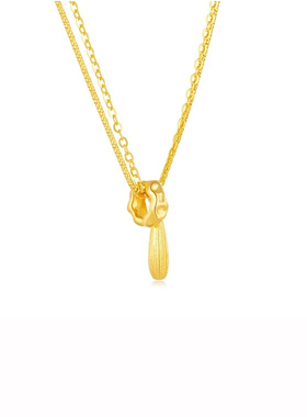 金色双层抽拉水滴项链女友礼物