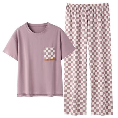睡衣女夏季纯棉短袖长裤家居服