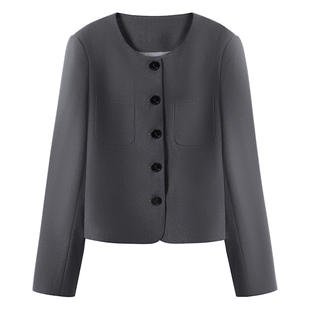 movk灰色西装外套小个子大学生面试正装套装女职业西服工作服女装