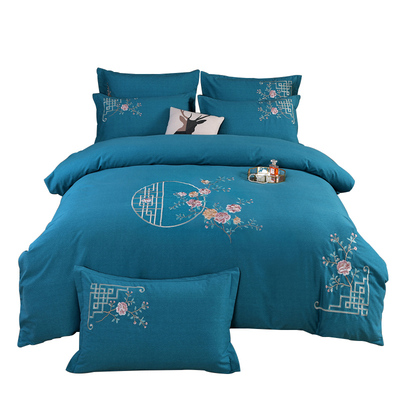 全棉磨毛保暖加厚中式刺绣四件套