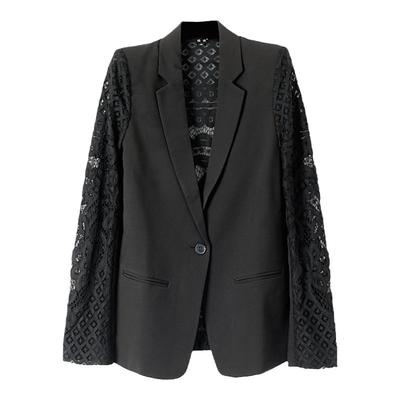 气质有型拼接蕾丝长袖一粒扣西装