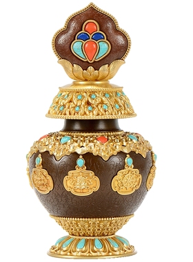 宝瓶藏村铜镀金雕花摆件中式