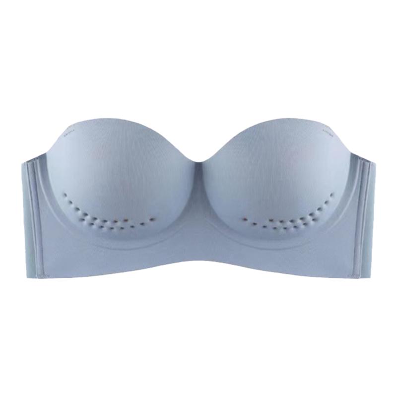 无肩带防滑内衣女乳胶洞洞杯薄款无钢圈性感聚拢收副乳防下垂文胸