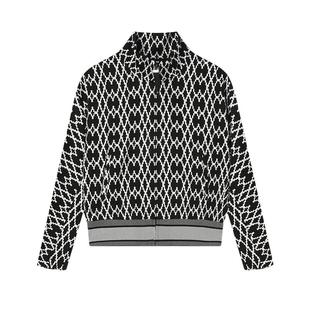 FILA Emerald斐乐女士针织长袖外套冬季休闲简约满印上衣