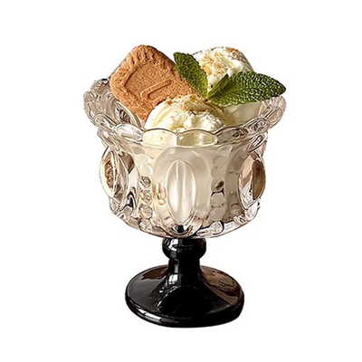 宫廷风浮雕甜品玻璃杯子加厚款！