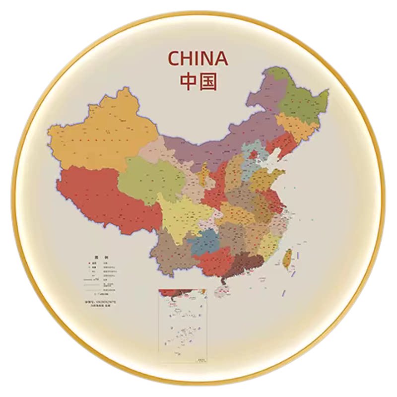 世界地图中国灯画办公室书房圆形