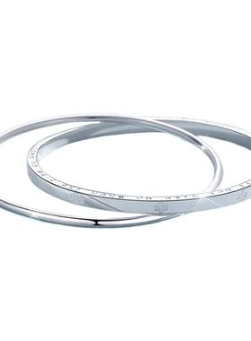 足银手镯四叶草双环镯子女