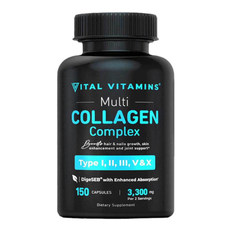 美国直邮 Vital Vitamins复合胶原蛋白肽胶囊一二三型骨胶原150粒