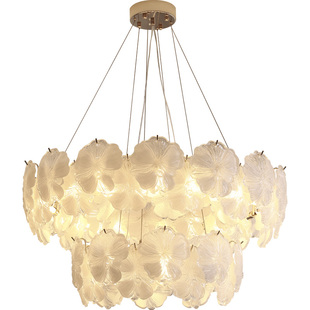 客厅吊灯法式轻奢奶油风设计师餐厅主灯卧室灯温馨浪漫创意花朵灯