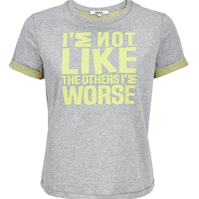 ONLY撞色印花袖口正肩短袖T恤