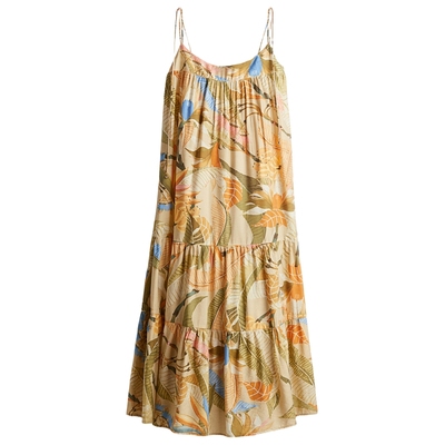 HM女装连衣裙春季吊带系带宽松度假风植物印花长裙1290424