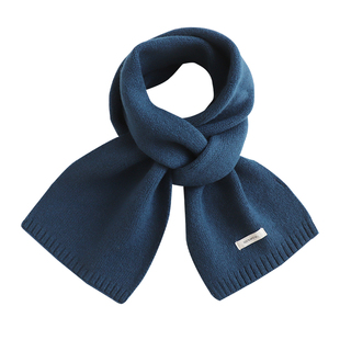 简洁基础高级感100%羊毛针织围巾男秋冬保暖百搭红色围脖女送礼物