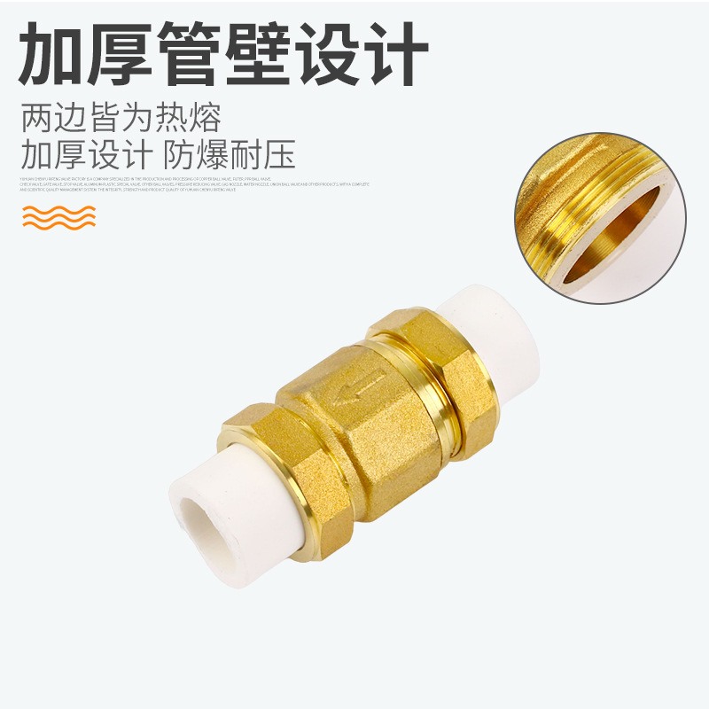 黄铜立式止回阀 PPR单向阀止逆阀水管管材管件配件批发软密封