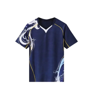 v领羽毛球服运动3d印花短袖夏季青少年男女款透气衣服上衣