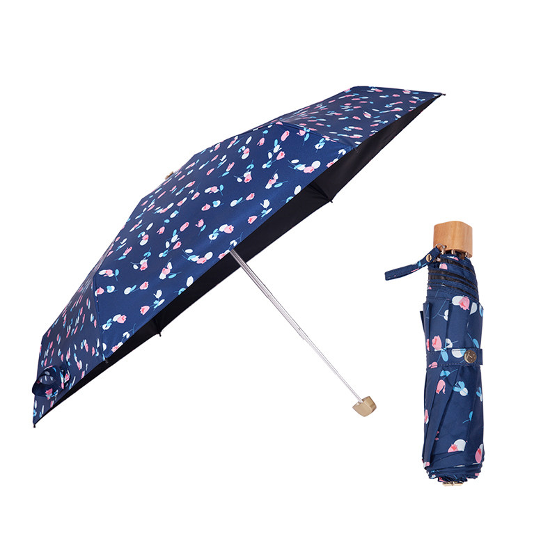 拎包碎花三折叠两用防晒晴雨伞