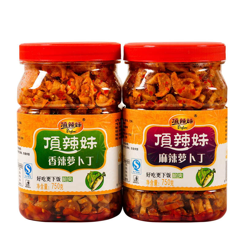 【9月新货】顶辣妹萝卜干750g*2瓶下饭菜麻辣嘎嘣脆爽香辣萝卜丁
