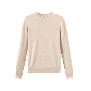 春竹100%绵羊毛无缝圆领羊毛衫针织衫打底衫毛衣女