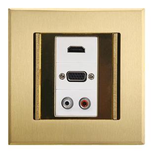 不锈钢地插五孔超薄翻盖单开门隐藏式电话网络音频话筒HDMI地插座