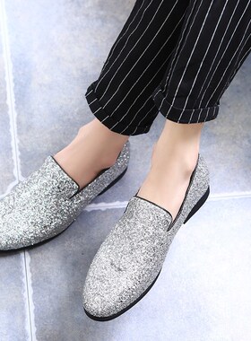 Party shoe leather shoes for men vogue sequin loafers 46 48