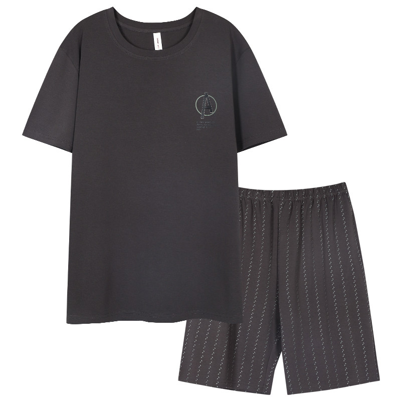 夏季薄款纯棉短袖短裤男士家居服