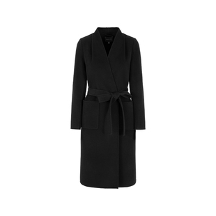 MARYLING玛俪琳初冬新品黑色休闲风中长款双面呢丝毛大衣女外套