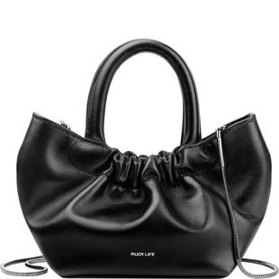 INJOYLIFE云朵包手提包羊皮链条包黑色斜挎包可爱女小包口红包