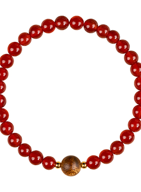 沉香手串五行补木火红色宝石手链