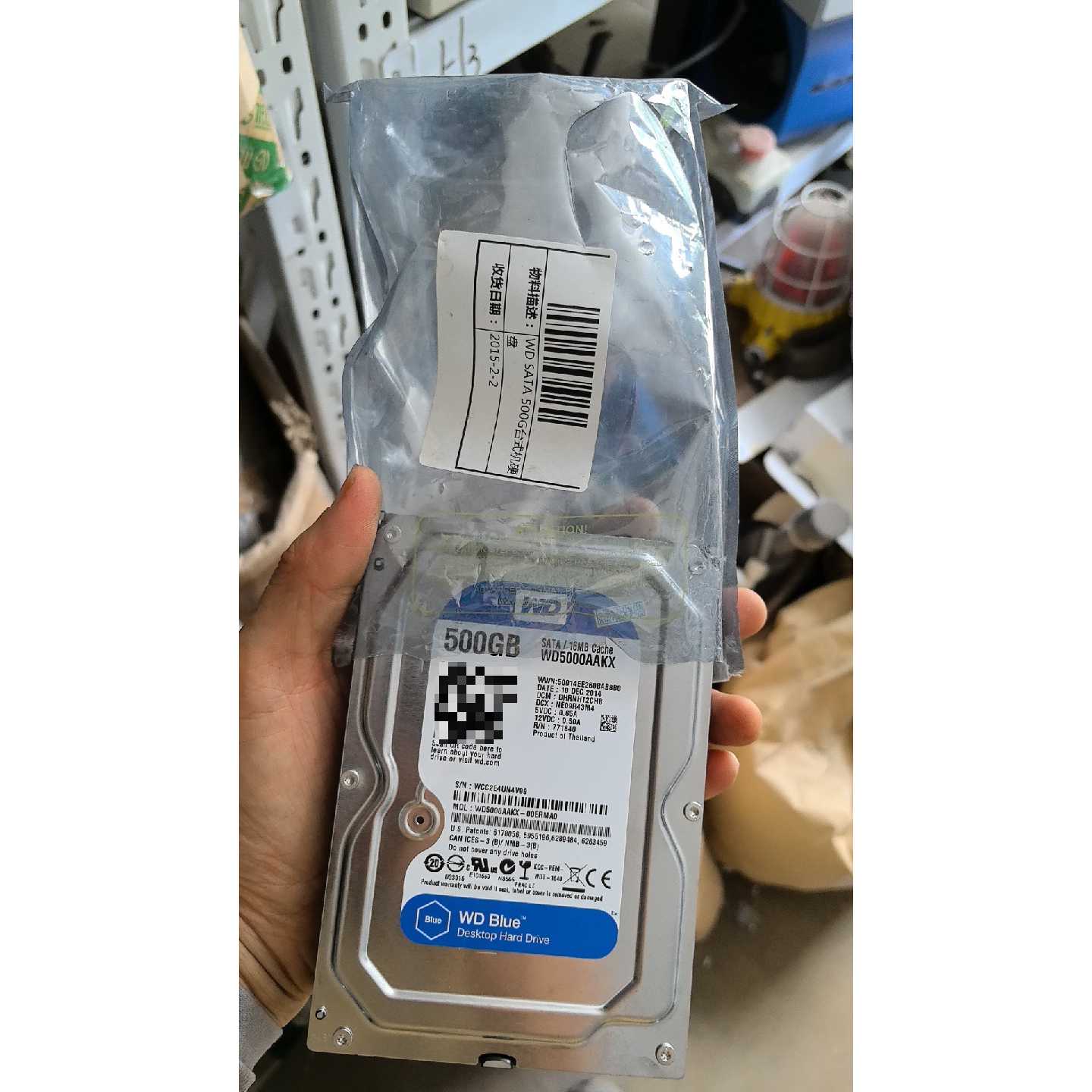 西数蓝盘500G机械硬盘。拆机件。型号WD5000AAKX。图片