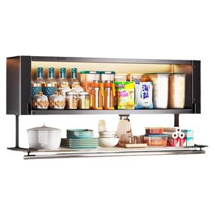 厨房置物架壁挂式吊柜下调料盒调味品收纳挂架免打孔下拉式墙壁柜