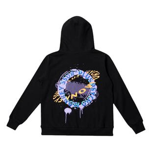 SSURPLUS联名PCMY环球涂鸦连帽卫衣男女情侣宽松嘻哈字母套头帽衫