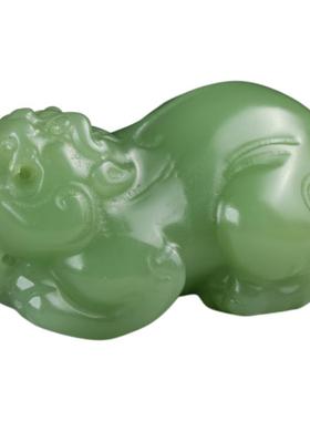 和田玉晴水料貔貅手把件皮休