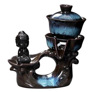 窑变釉懒人泡茶器陶瓷功夫茶具防汤家用旋转出水茶壶单壶盖碗中式