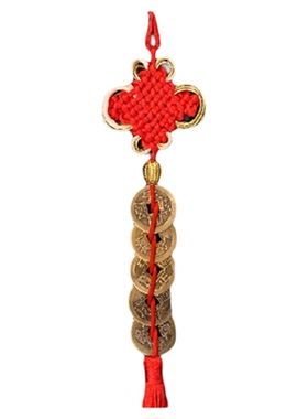 新款加厚五帝钱红结五帝钱