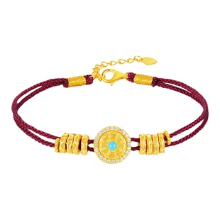 周大生财绕八宝手链银女编绳国风手饰新中式本命年生日礼物