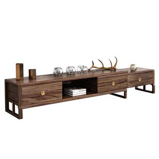 心居名家 实木电视柜乌金木轻奢新中式客厅家具地柜可伸缩收纳