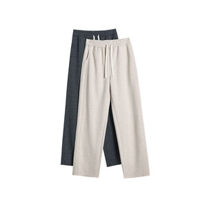 高中女生秋冬季加绒加厚裤子大童初中学生2025新款直筒运动阔腿裤