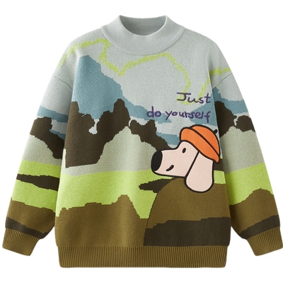 [VIP]MQD童装男童毛衣针织衫2025冬季新款儿童加厚保暖艺术半高领