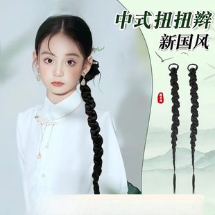 儿童假发辫子新中式扭扭辫甜酷拳击麻花长辫女孩汉服拍照辫子假发