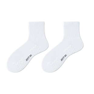 袜子男秋冬款男士网状底运动中筒白色加厚篮球棉袜长筒袜防臭防滑