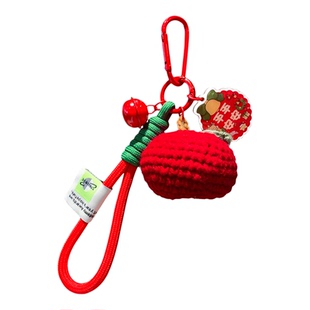 圣诞节平安夜钥匙扣挂件毛线钩织苹果包包挂饰平安喜乐圣诞小礼品