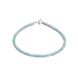 Ciel原创手工天然天河石手链2mm极细方糖珠小手绳脚链项链浅蓝女