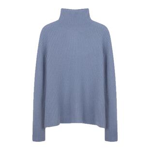 solighter 100%羊毛无缝一体坑条高领打底衫女秋冬新款针织上衣